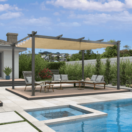 Retractable Pergola 12×16 ft Aluminum Frame Garden Shade